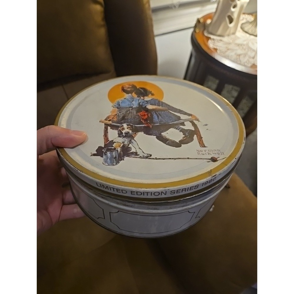 🧡 1986 Norman Rockwell Limited Edition Tin Dansk Biscuit Denmark Vintage
